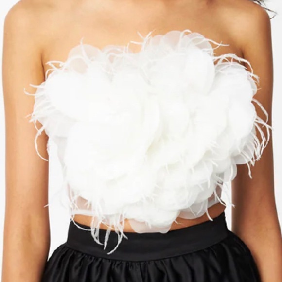 FLORAL PETALS BUSTIER CORSET WHITE - Picture 2 of 5